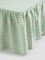 Sage Gingham Linen Blend Valance - Single - Piglet in Bed