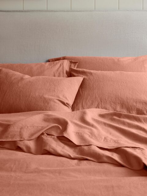Warm Clay 100% Linen Pillowcases (Pair) - Square - Piglet in Bed