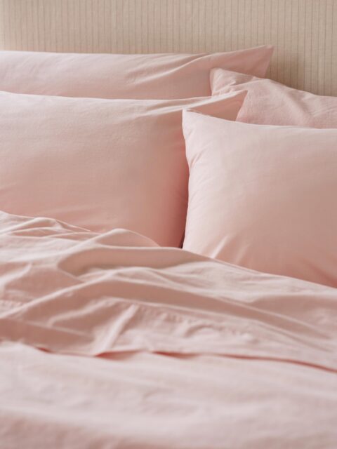 Poetic Pink Washed Cotton Percale Pillowcases (Pair) - Standard - Piglet in Bed