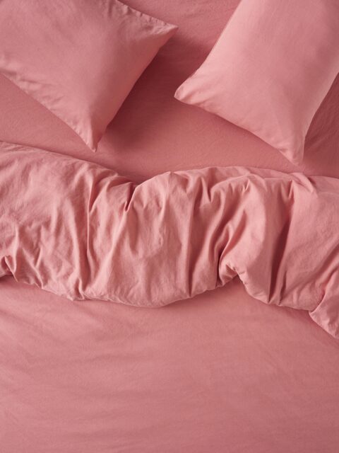 Dusty Pink Linen Blend Duvet Cover - Single - Piglet in Bed