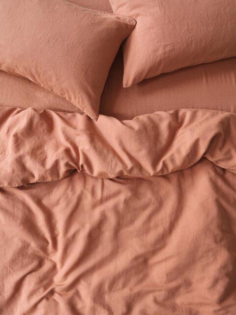Warm Clay Linen Blend Duvet Cover - Single - Piglet in Bed
