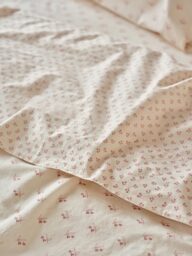 Dusty Pink Martha Floral Cotton Flat Sheet - Super King - Piglet in Bed