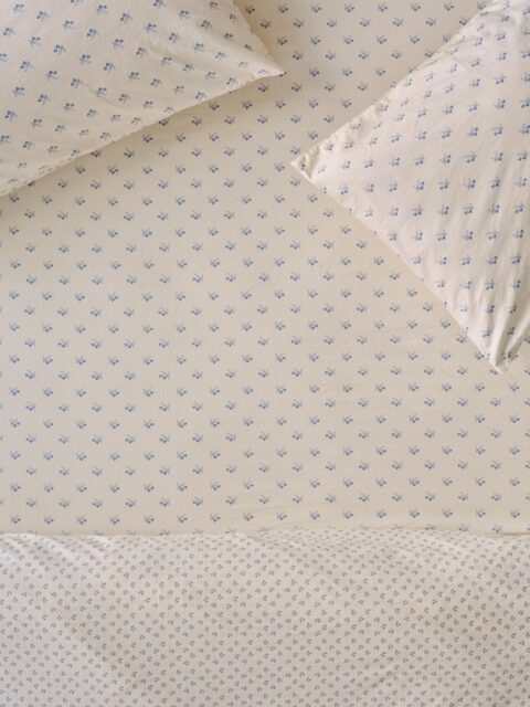 Cove Blue Martha Floral Cotton Fitted Sheet - Super King - Piglet in Bed