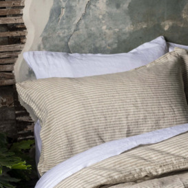 Piglet Oatmeal Stripe Linen Pillowcases (Pair) Size Square