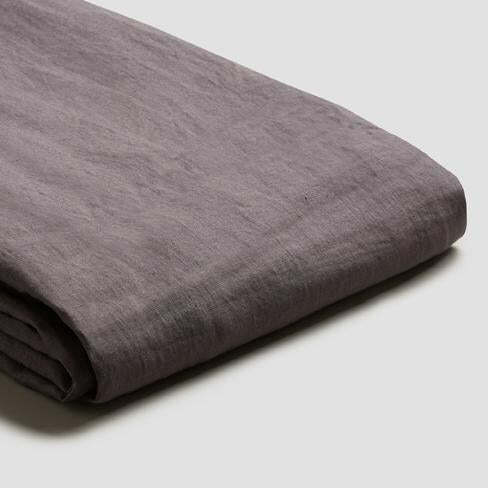 Piglet Charcoal Grey Linen Flat Sheet Size Single
