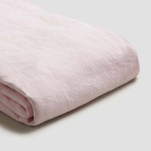Piglet Blush Pink Linen Flat Sheet Size Double