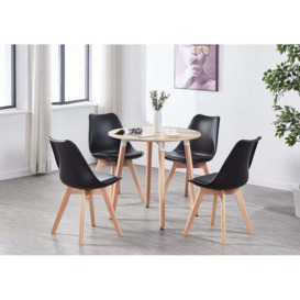 Jamie Halo Round Dining Table Set with 4 Chairs Colour: Black, Table c