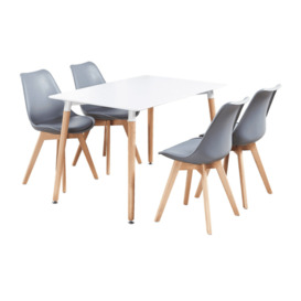 "Jamie Halo Dining Table Set with 4 Chairs Colour: Grey, Table colour: "