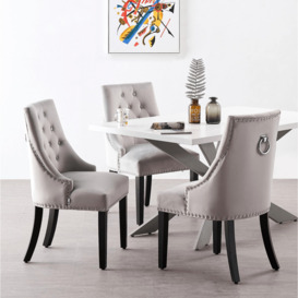 Windsor LUX Light Grey velvet dining chair Set of 6 Colour: Light Grey