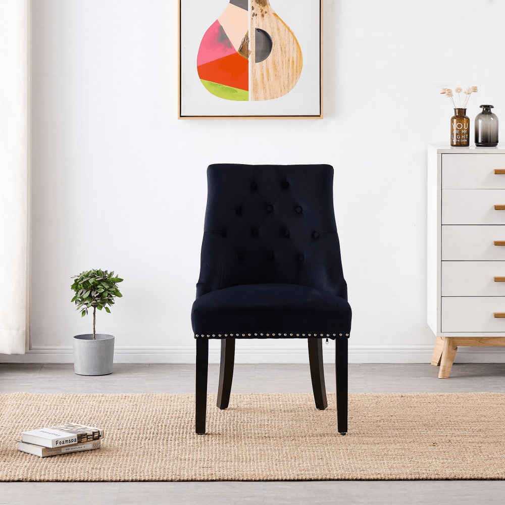 Windsor LUX Black velvet dining chair Colour: Black, Pack: Single