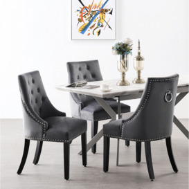 Windsor LUX Dark Grey velvet dining chair Colour: Dark Grey, Pack: Sin
