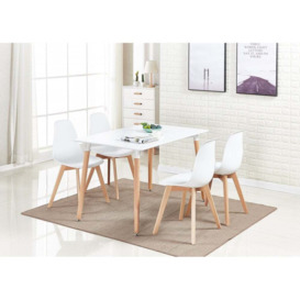"Rico Halo Dining Table Set with 4 Chairs Colour: White, Table colour: "