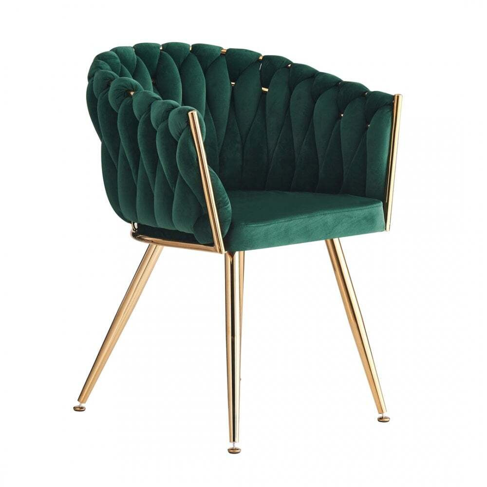 Single Green Roma LUX Velvet Dining Chair Colour: Green, Pack: Single