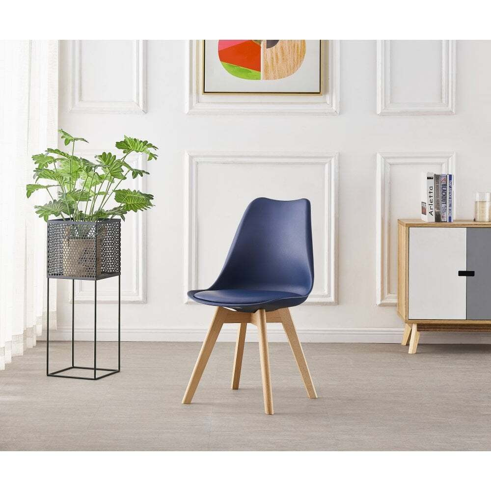 Set of Jamie Lorenzo Tulip Dining Chairs Colour: Royal Blue by