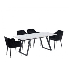 PNT025-4XVE002 Table colour: White, Pack: Set of 4, Colour: Black