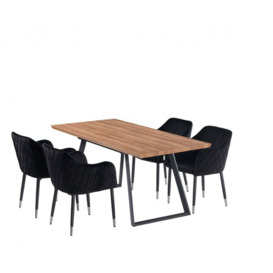 PNT026-4XVE002 Table colour: Wood, Pack: Set of 4, Colour: Black