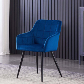 Camden Velvet Dining Chair Pack: Single, Colour: Royal Blue