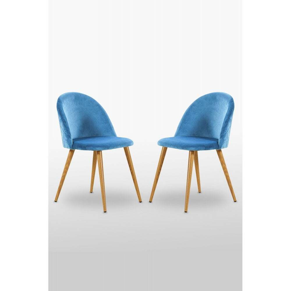 Lucia Velvet Dining Chair Set of 2 Colour: Blue, Pack: set of 2