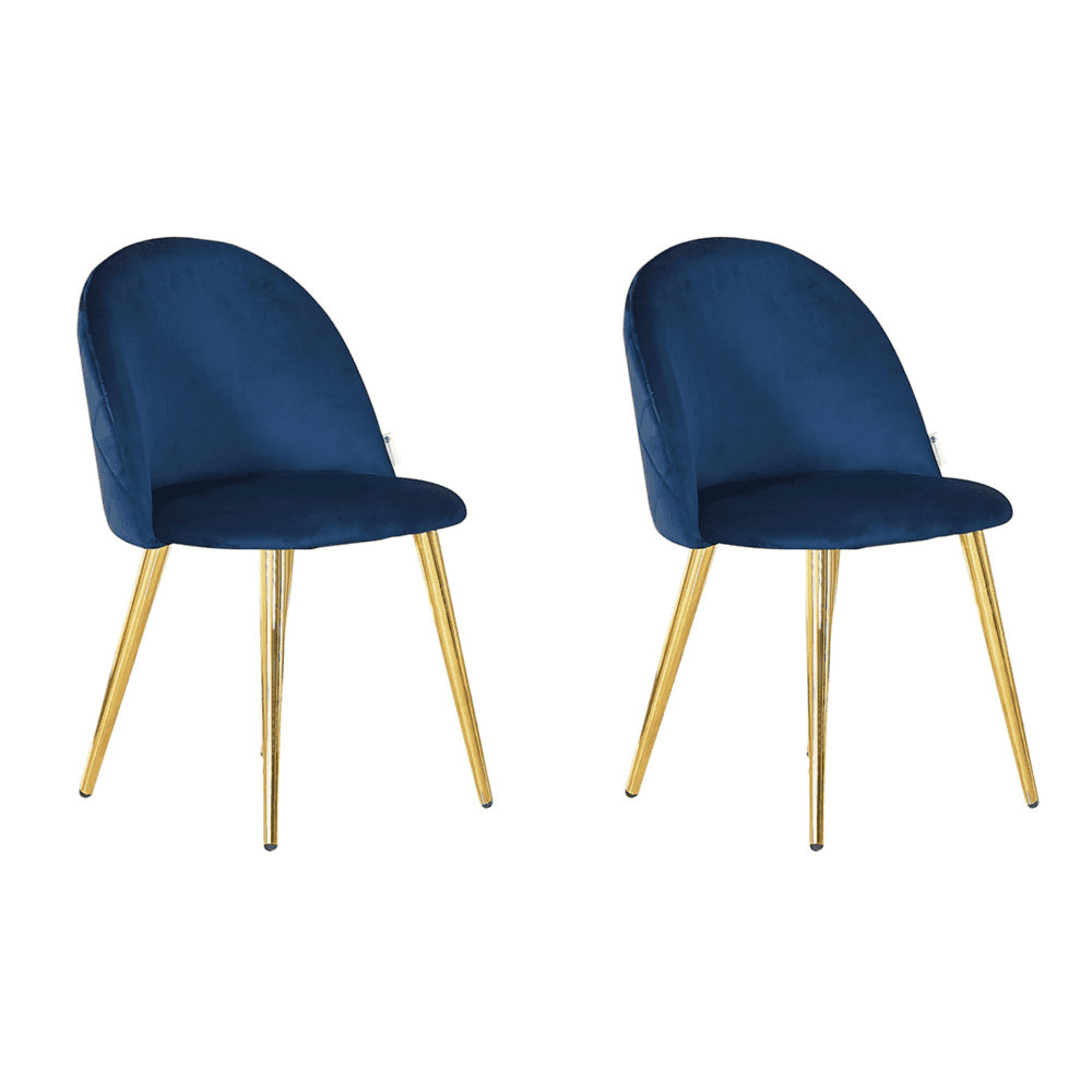 Lucia Velvet Dining Chair Set of 2 Colour: Royal Blue, Pack: set of 2