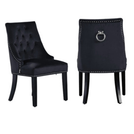 Windsor LUX Velvet Dining Chair Set of 2 Colour: Black, Pack: set of 2