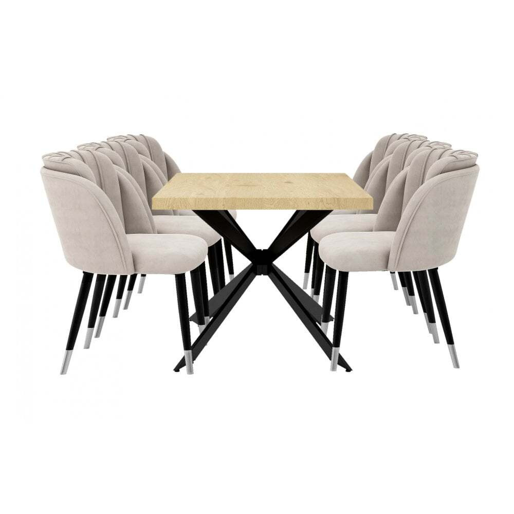 "Milano Duke LUX Dining Set - a Oak Dining Table & 6 Dining Chairs "