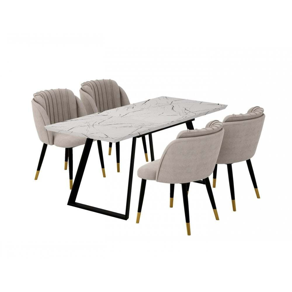 Milano Toga Extendable Dining Set - a White Extendable Dining Table &a