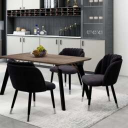 Milano Cosmo LUX Dining Set - a Walnut Dining Table & 4 Dining Chairs with Silver End Caps - thumbnail 2