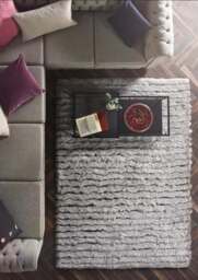 Carved Glamour Silver Grey Shaggy Rug - thumbnail 3