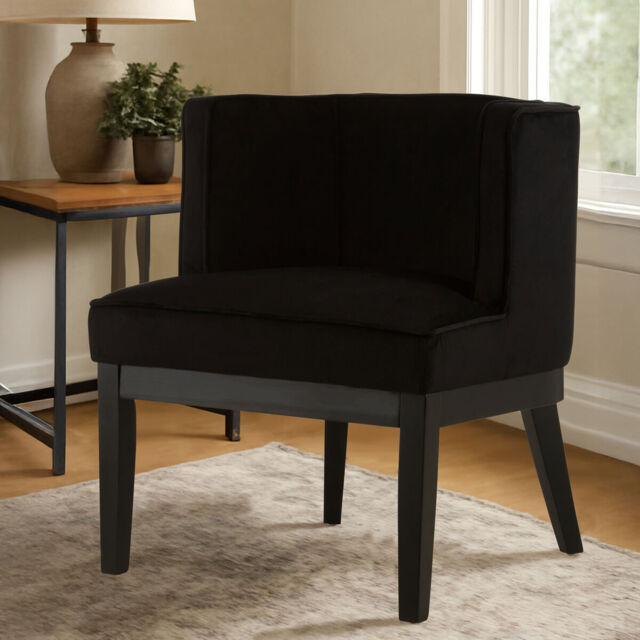 Daxton Black Velvet Curved Back Chair - image 1