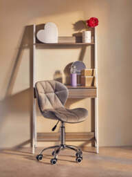 Franki Grey Velvet Quilted Home Office Chair - thumbnail 3