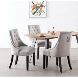 Windsor Rocco Dining Set - an Oak Table with set of 6 Dining Chairs - Light Grey