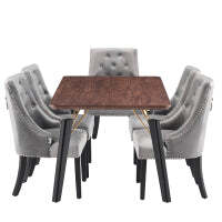 Windsor Cosmo Lux Dining Set - a Walnut Table and Set of 4 Chairs - Dark Grey