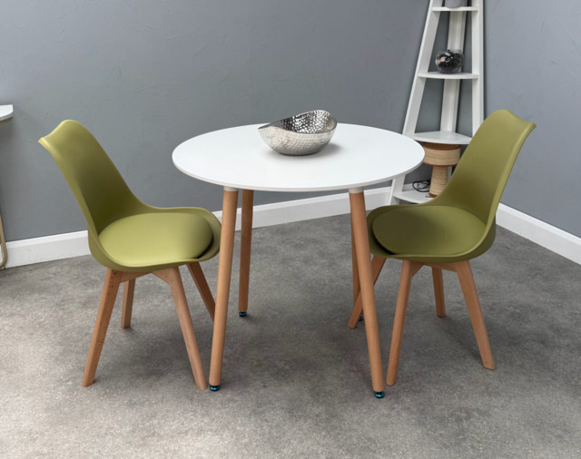 Jamie Lorenzo Halo Round Dining Set of 2 - Lime Green / Pack of 2 / White