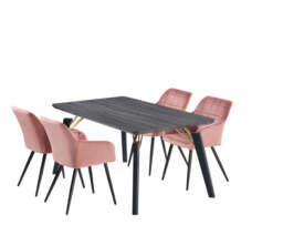 Camden Cosmo LUX Dining Set, a Table and Chairs Set of 4, Black/Dark Grey - Pink