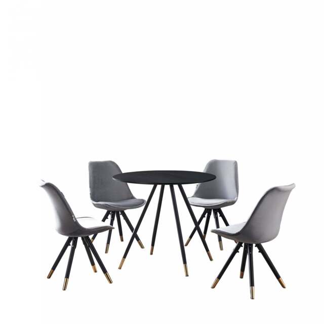 Sofia Dorchester LUX Dining Set - Light Grey / Black