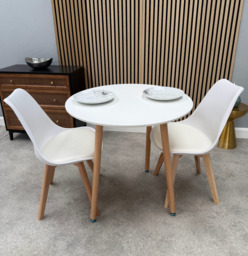 Jamie Lorenzo Halo Round Dining Set of 2 - White / Pack of 2 / White