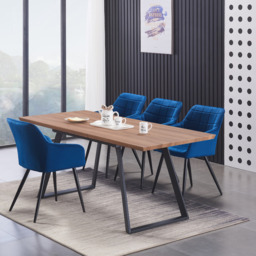 Camden Toga Brown LUX Dining Set with 4 Velvet Chairs - thumbnail 2