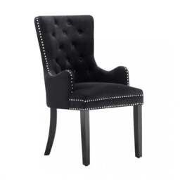 Windsor LUX Knocker Back Velvet Dining Chair w/ Armrests - Black / Single