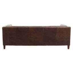 King Dark Brown Leather Button Tufted 3 Seater Modern Chesterfield Sofa - thumbnail 5