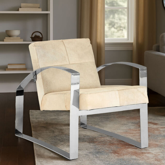Kensington Townhouse Hairon Leather Chair With Steel Legs - image 1