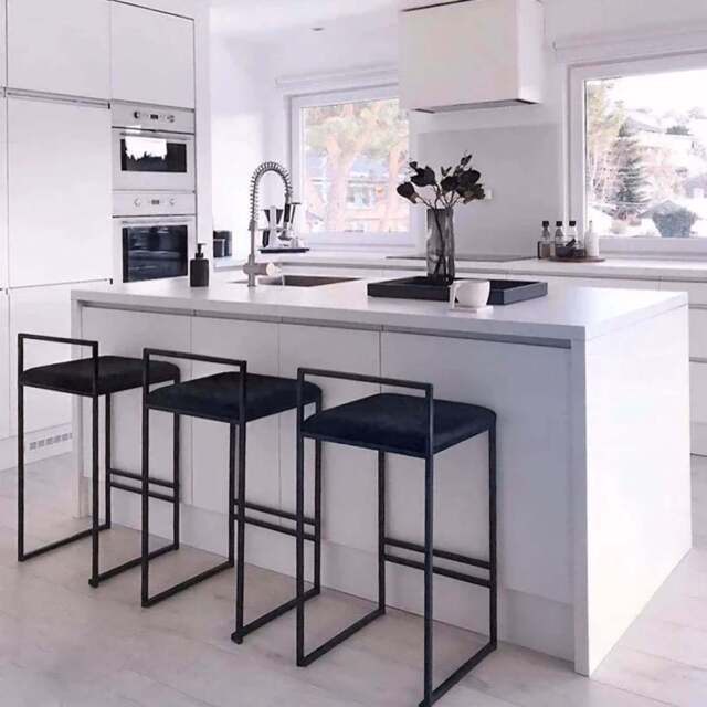 Orion Bar Stool - Black / Flannel / 65cm