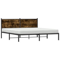 Metal Bed Frame without Mattress Smoked Oak 180x200 cm Super King - thumbnail 4