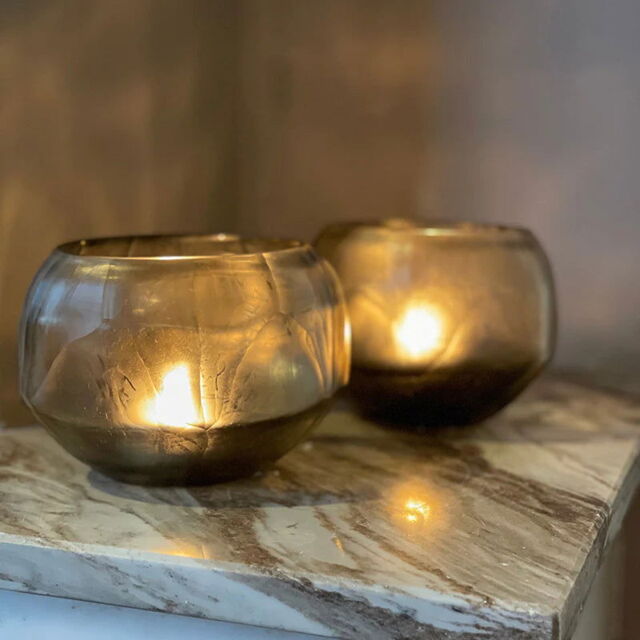 SULPHUR CANDLEHOLDER - H9 D11 cm - SMOKE - image 1