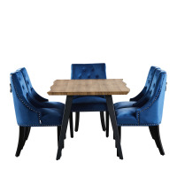 Windsor Rocco Dining Set - an Oak Table with set of 6 Dining Chairs - Blue