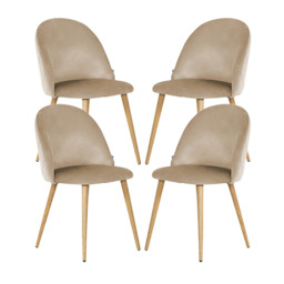 Lucia Velvet Dining Chair Or Dressing Table Chair - Beige / Set of 4