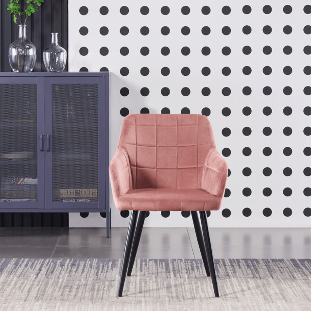 Camden Velvet Dining Chair - Pink / Single