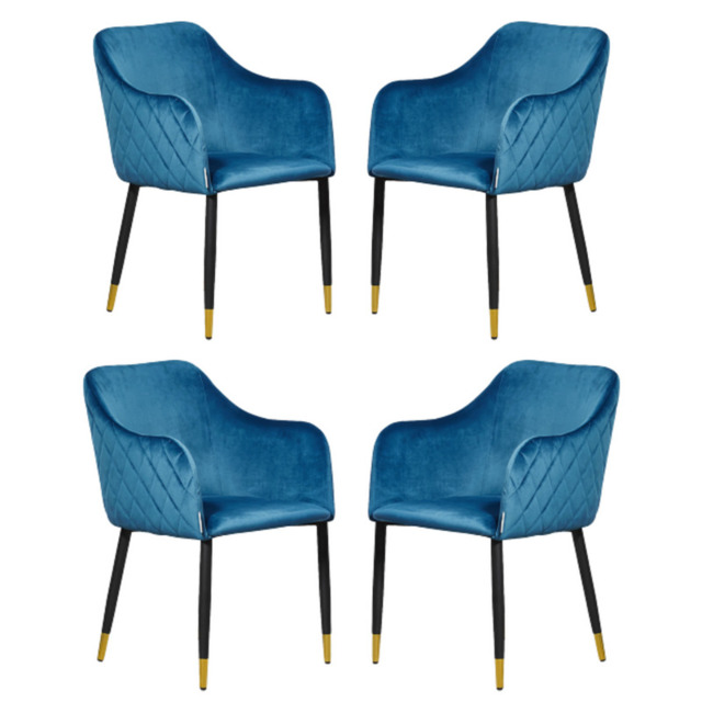 Verona LUX velvet dining chair - Blue / Set of 4