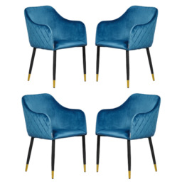 Verona LUX velvet dining chair - Blue / Set of 4