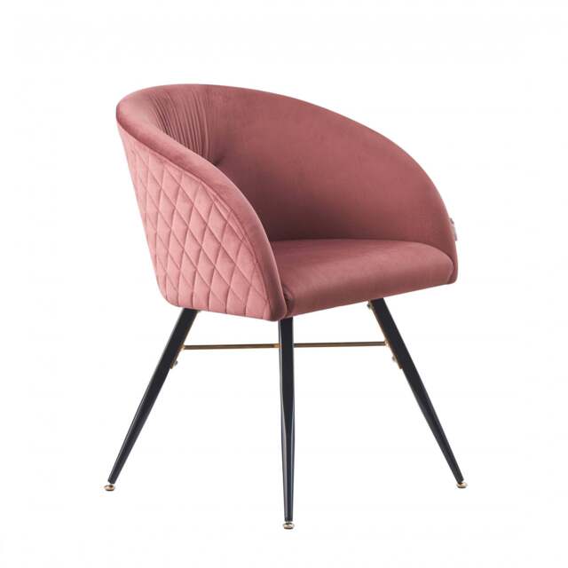 Vittorio LUX Velvet Dining Chair with Metal Legs - Perfect for Dining Room Living Room - Pink / Single