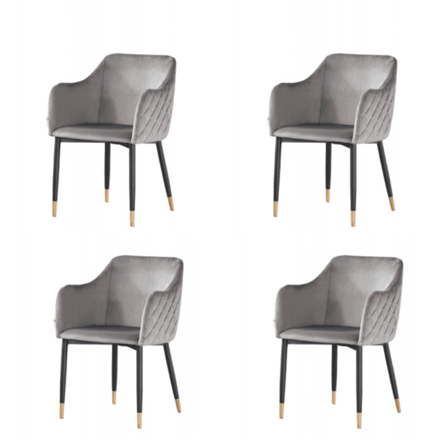 Verona LUX velvet dining chair - Grey/Gold / Set of 4